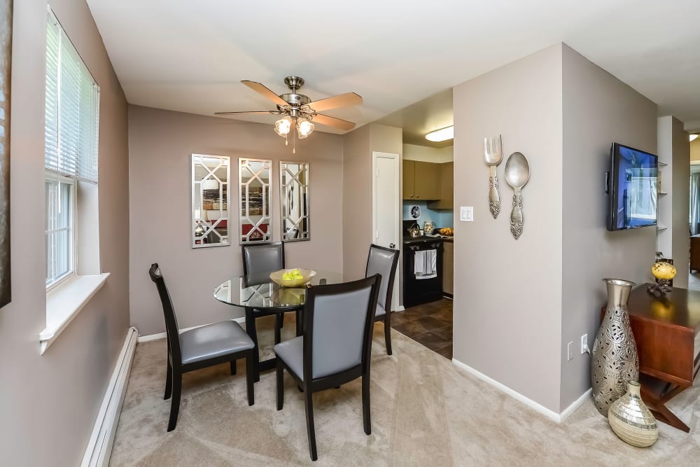 Model dining room at St. Andrews Commons Apartment Homes in Columbia, South Carolina.