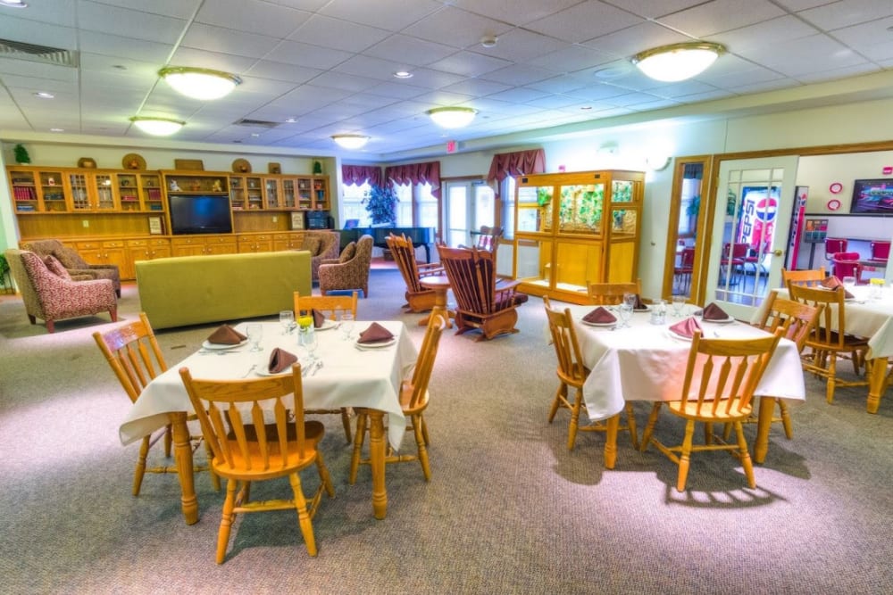 Common area with lots of seating at Addington Place of Fairfield in Fairfield, Iowa