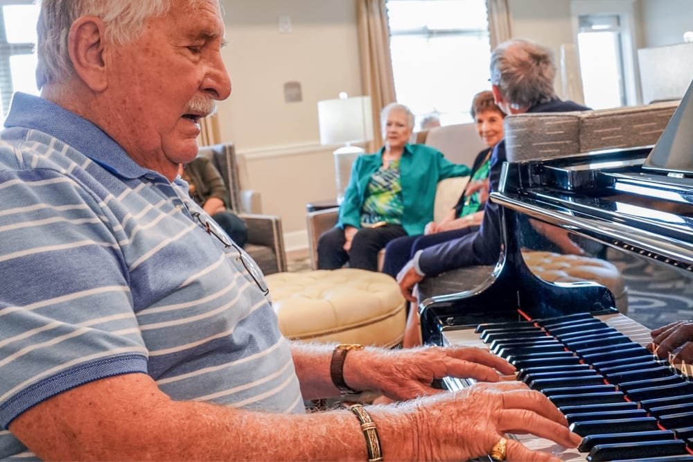 Resident playing piano Harmony at Mt. Juliet in Mt. Juliet, Tennessee