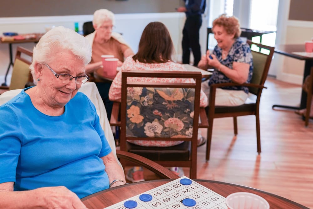 Residents playing bingo The Harmony Collection at Hanover in Mechanicsville, Virginia