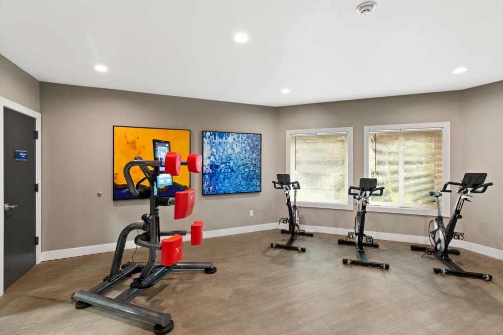 Fitness center with plenty of individual workout stations at Cascade Ridge in Silverdale, Washington