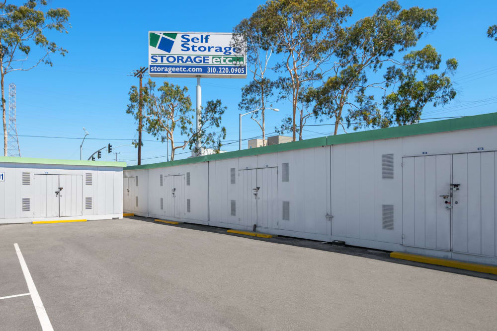 Row of storage units at Storage Etc... Carson in Carson, California