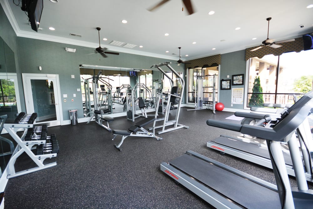Well-equipped 24-hour fitness center at Estates at McDonough Apartment Homes in McDonough, Georgia
