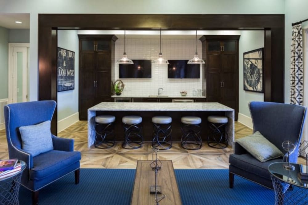 Entertaining kitchen in the clubhouse at Haywood Reserve Apartment Homes in Greenville, South Carolina