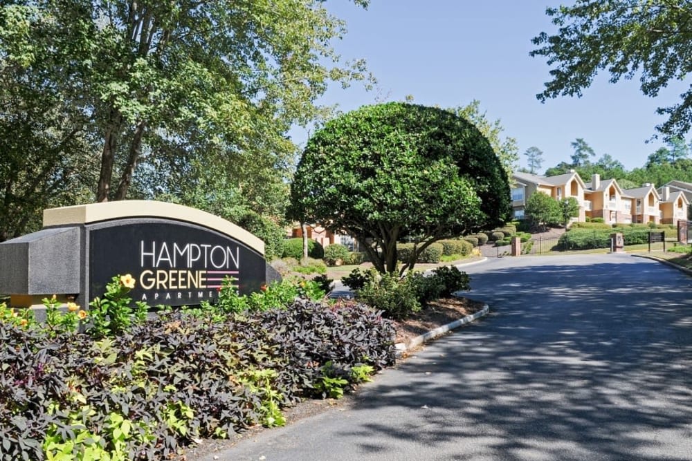 Main entrance of Hampton Greene Apartment Homes in Columbia, South Carolina