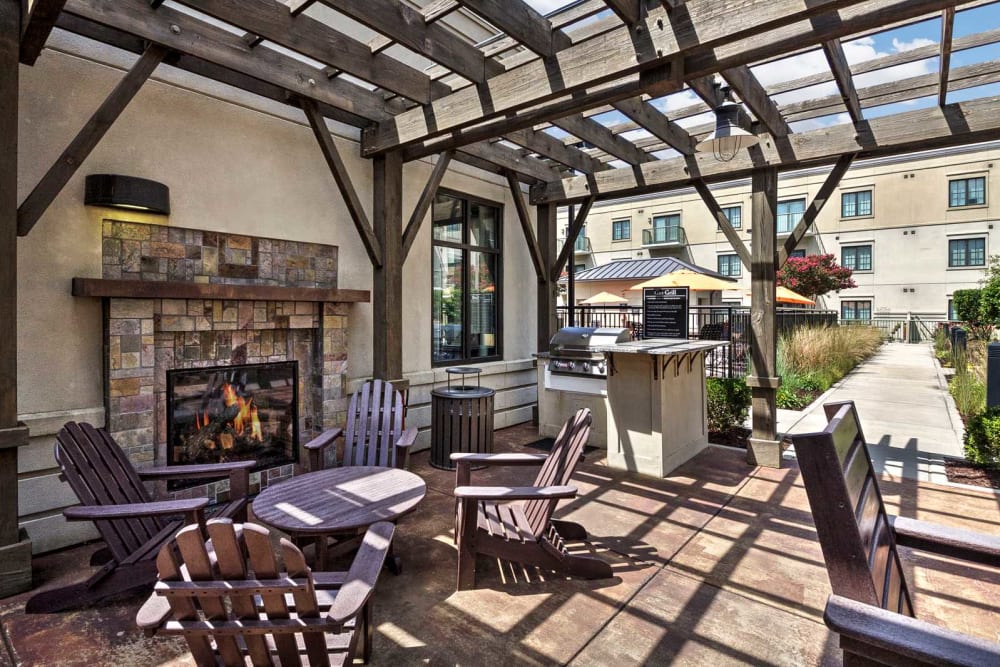 Outdoor fireplace and cabana at SouthPark Morrison in Charlotte, North Carolina