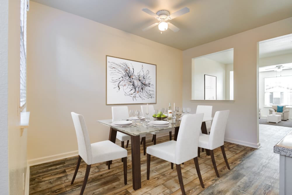 Furnished dining area in a home at The Village at Serra Mesa in San Diego, California