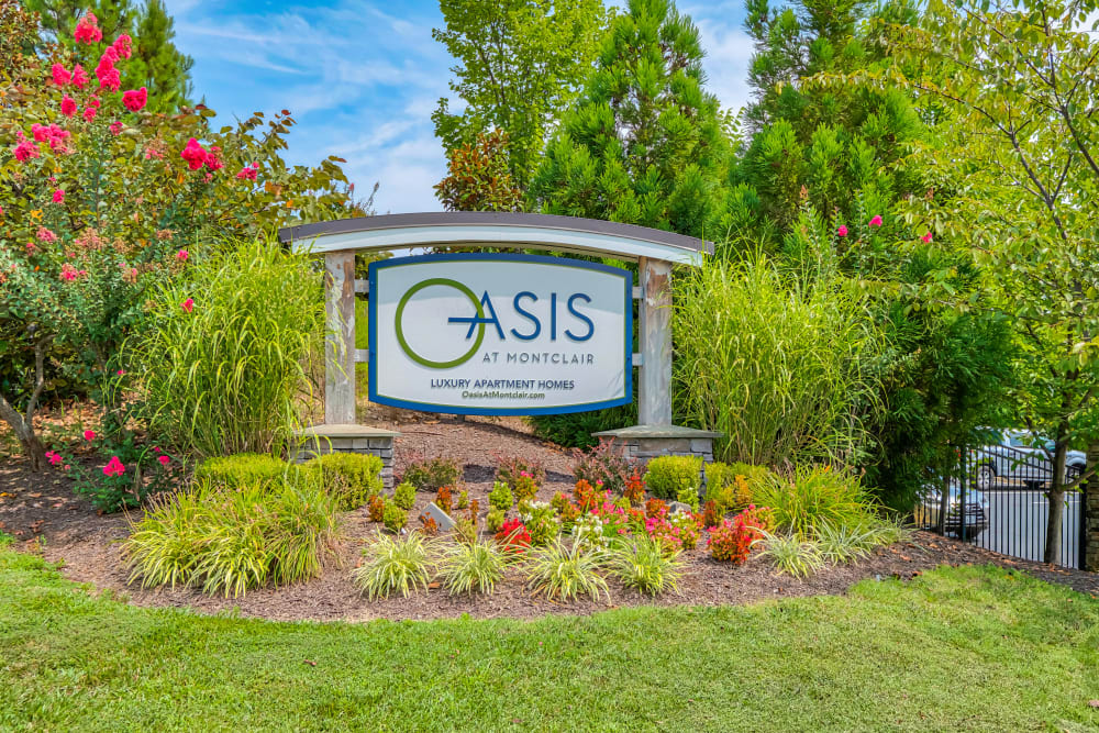 Monument Sign at Oasis at Montclair Apartments in Dumfries, Virginia