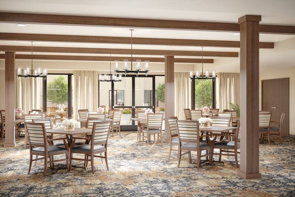 Dining area with plenty of natural light at Regency Palms Colton in Colton, California
