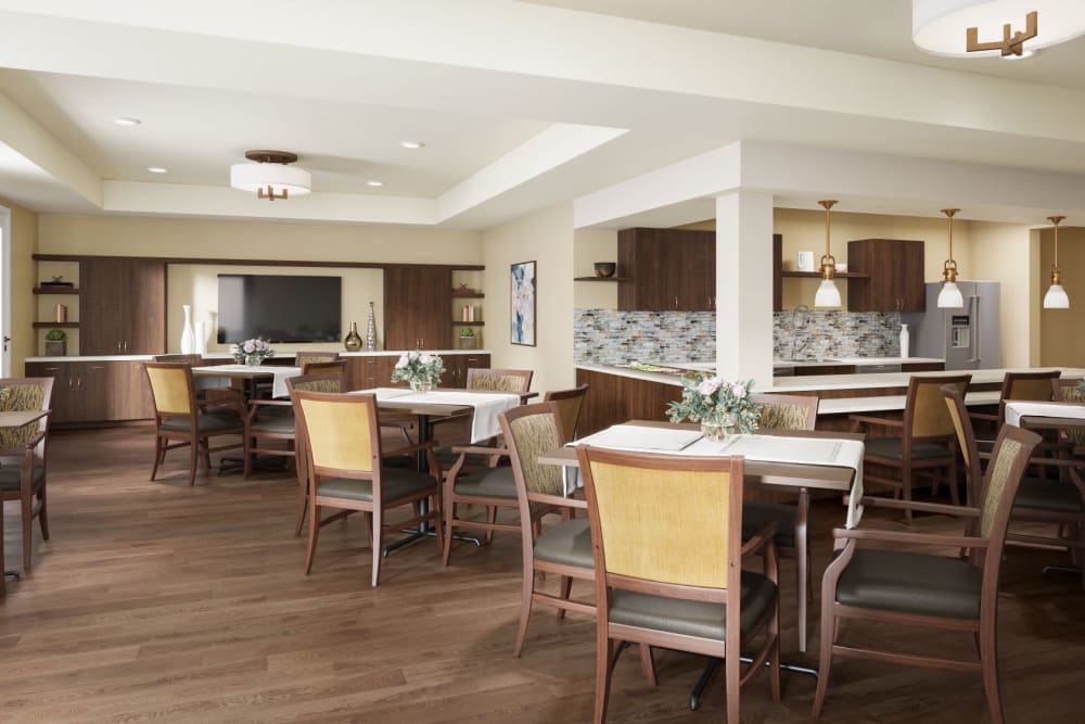 Spacious dining area at Regency Palms Colton in Colton, California