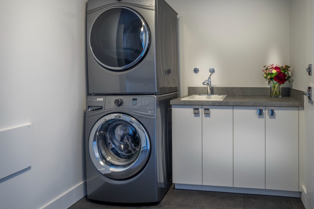 Laundry room at Panorama Apartments in Seattle, Washington