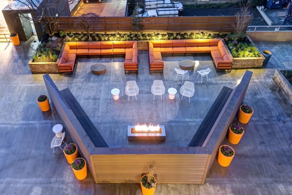 Community lounge with plenty of seating at Panorama Apartments in Seattle, Washington