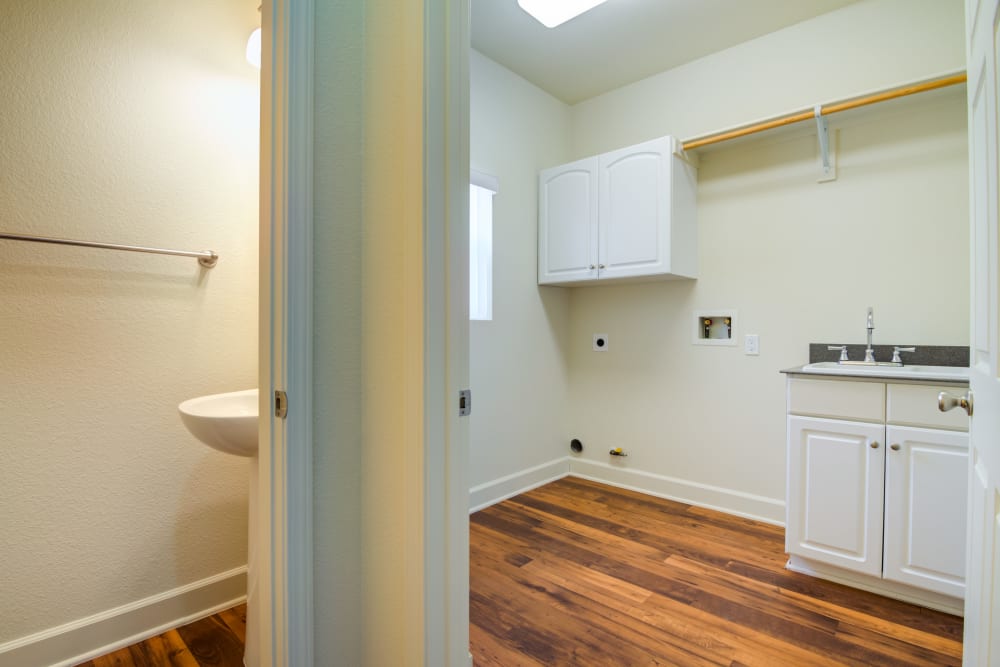 The laundry room in a home at Harborview in Oceanside, California