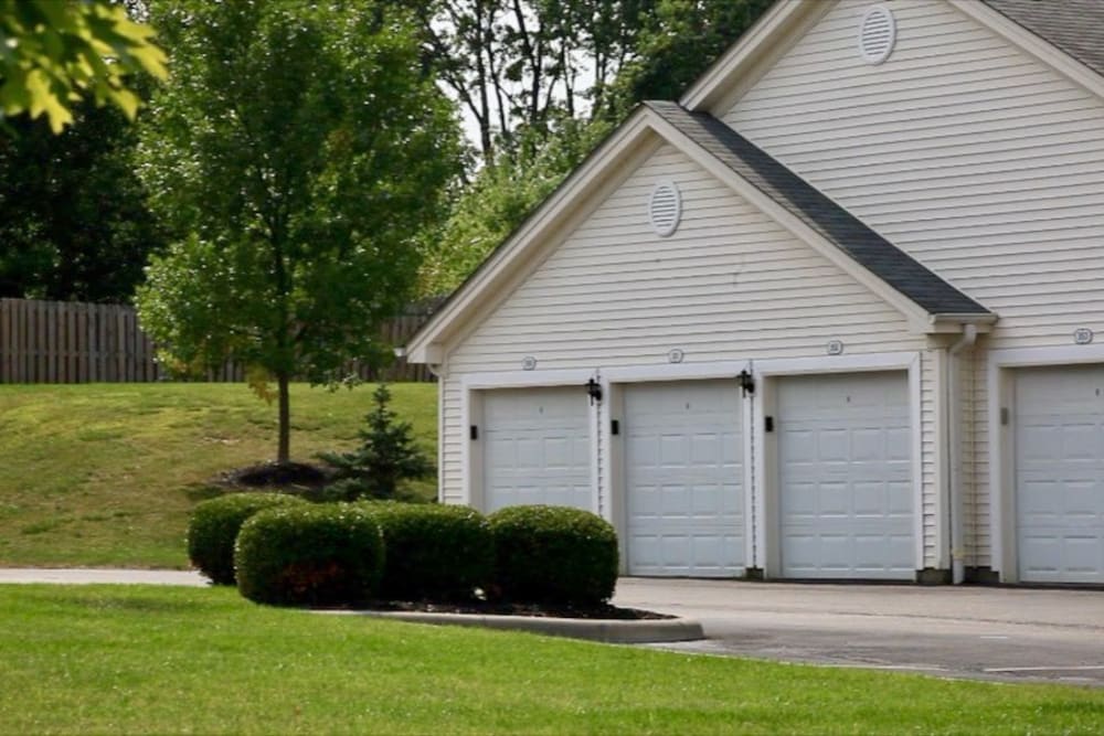 Private detached garages at Trotter's Landing in Delaware, Ohio