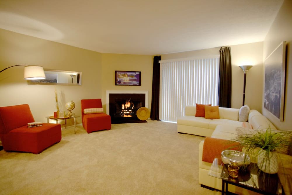 Spacious model living room at Lakeside at the Sanctuary in Columbus, Ohio