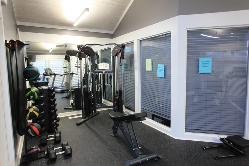 Well equipped fitness center at Lakeside at the Sanctuary in Columbus, Ohio