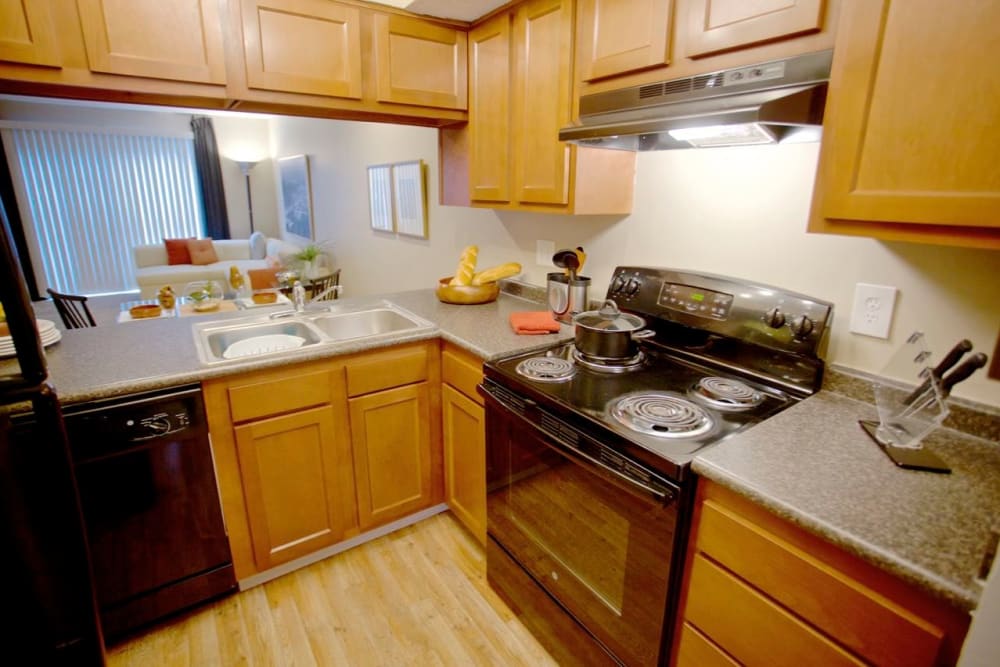 Fully equipped model kitchen at Lakeside at the Sanctuary in Columbus, Ohio