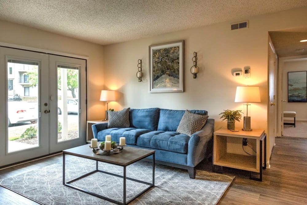 Model living room at The Village at Cliffdale Apartment Homes in Fayetteville, North Carolina