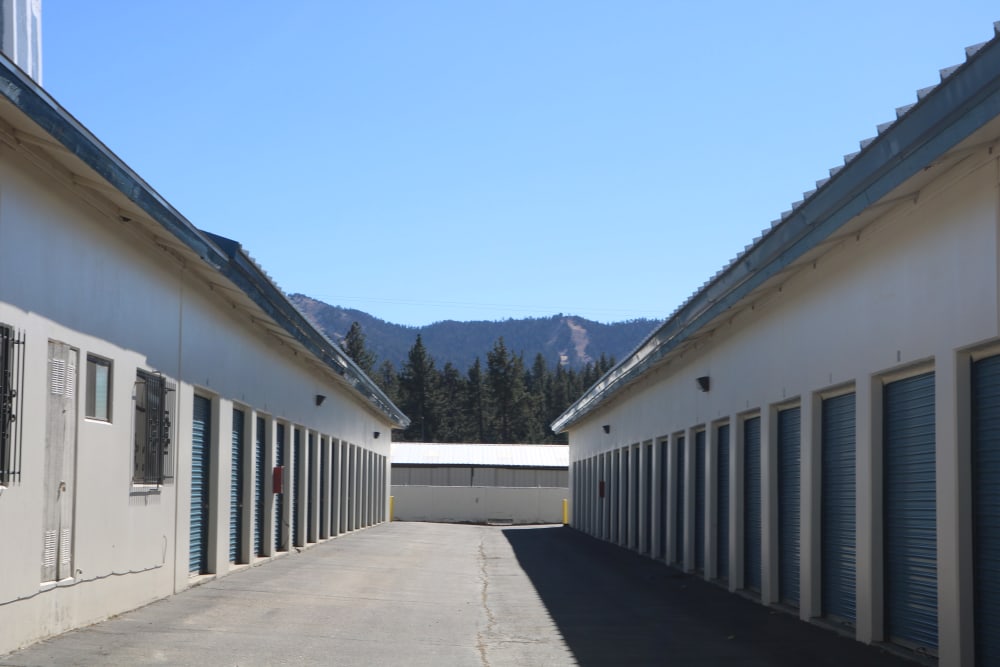 Wide driveway between units at Golden State Storage - Big Bear in Big Bear, California