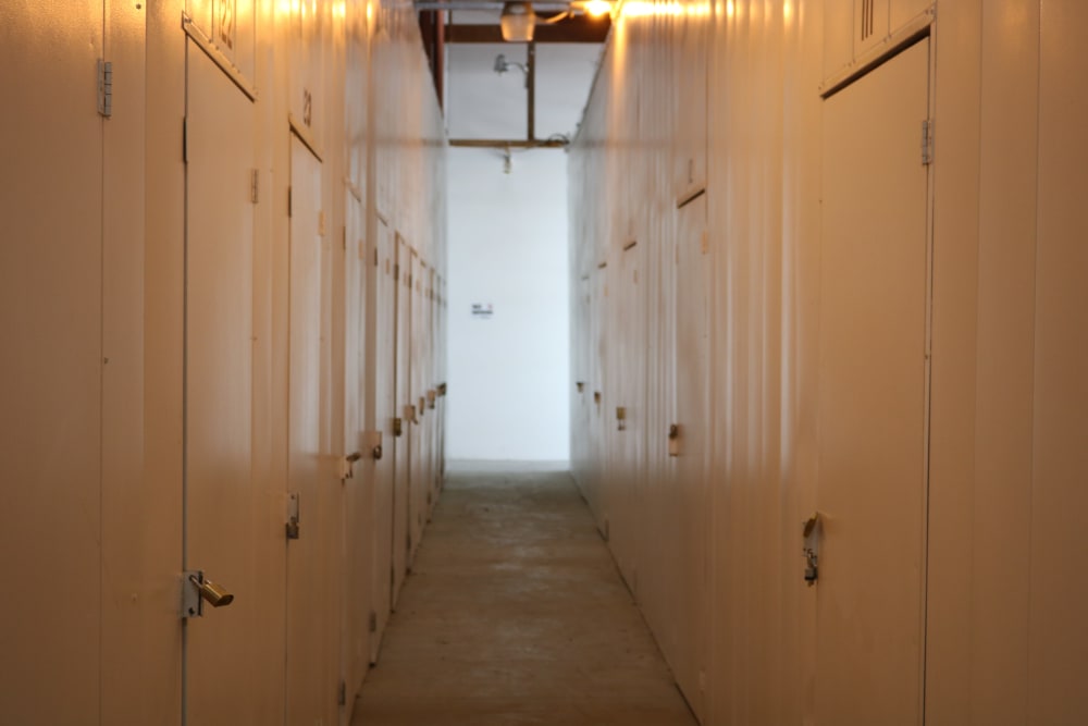 Well-lit hallways at Golden State Storage - Big Bear in Big Bear, California
