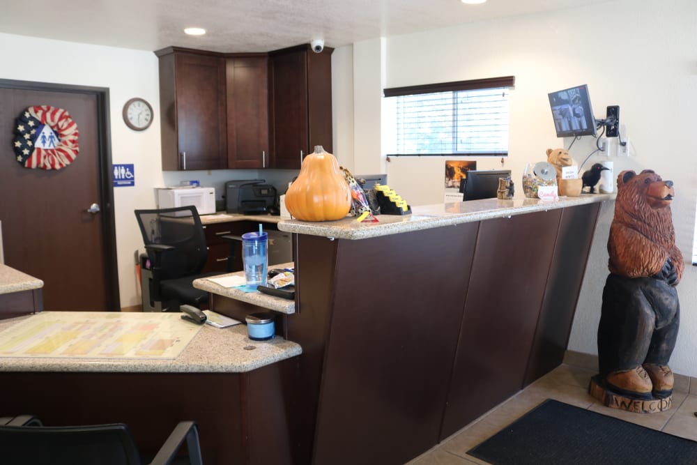 Interior of the leasing office at Golden State Storage - Big Bear in Big Bear, California 