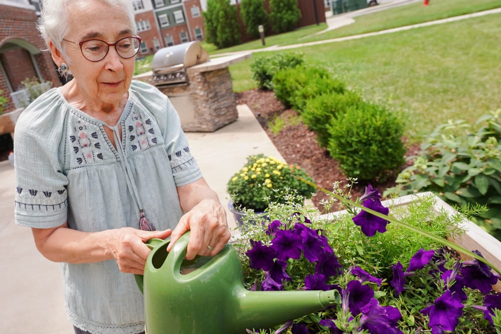Resident gardening Harmony at Harbour View in Suffolk, Virginia
