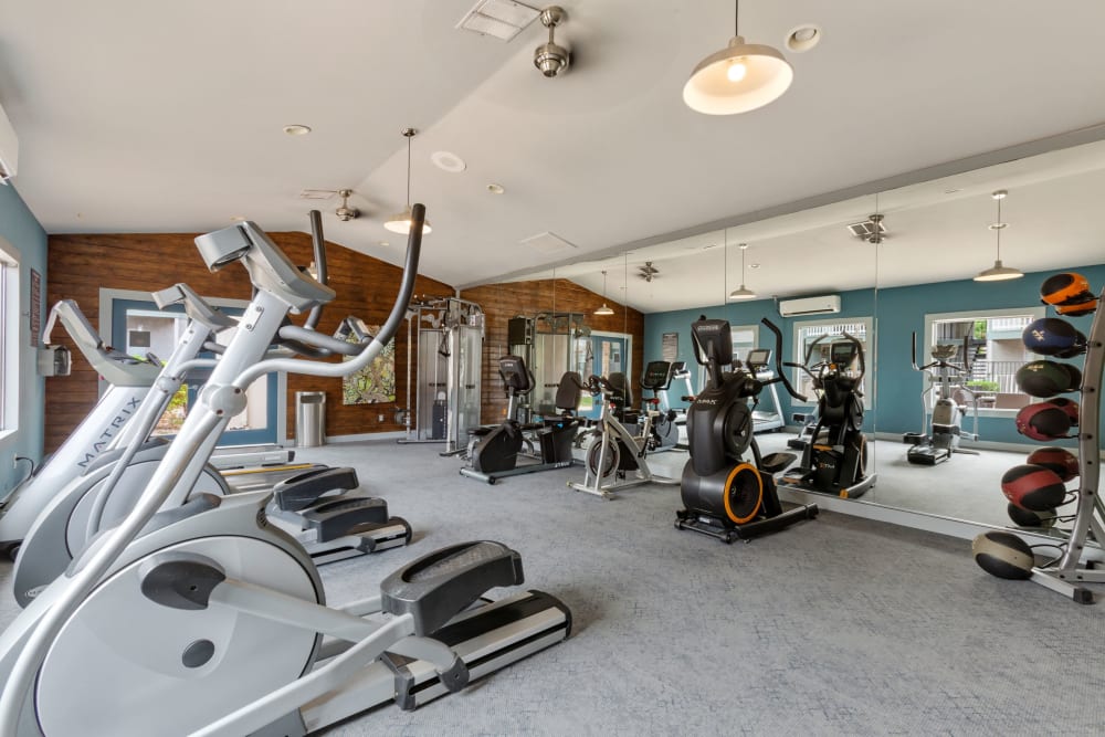 Cardio machines in the fitness center at 505 West Apartment Homes in Tempe, Arizona