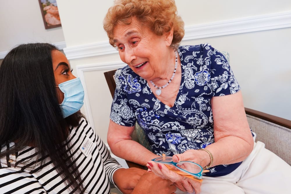 Resident and associate smiling at Harmony at West Ashley in Charleston, South Carolina