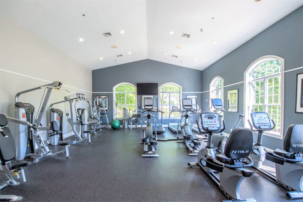 Well-equipped fitness center at Eagle Rock Apartments at Fishkill in Fishkill, New York