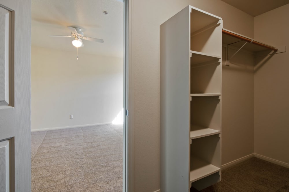 Inside a bedroom closet in a home at Wire Mountain I in Oceanside, California
