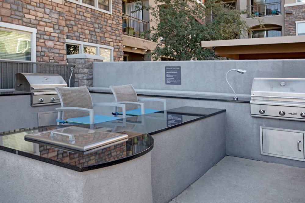 Grills for resident use at Luxe Scottsdale Apartments in Scottsdale, Arizona