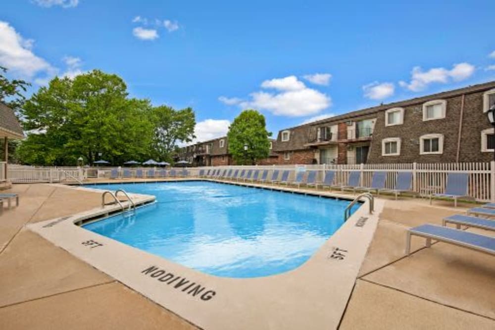 Glistening outdoor pool at Blackhawk Apartments in Elgin, Illinois