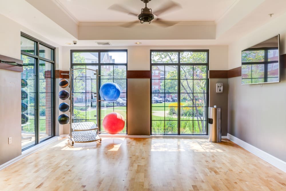 Yoga room at Bradlee Danvers in Danvers, Massachusetts