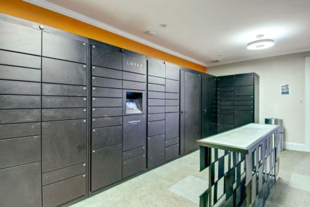 Mail room for residents at Bradlee Danvers in Danvers, Massachusetts