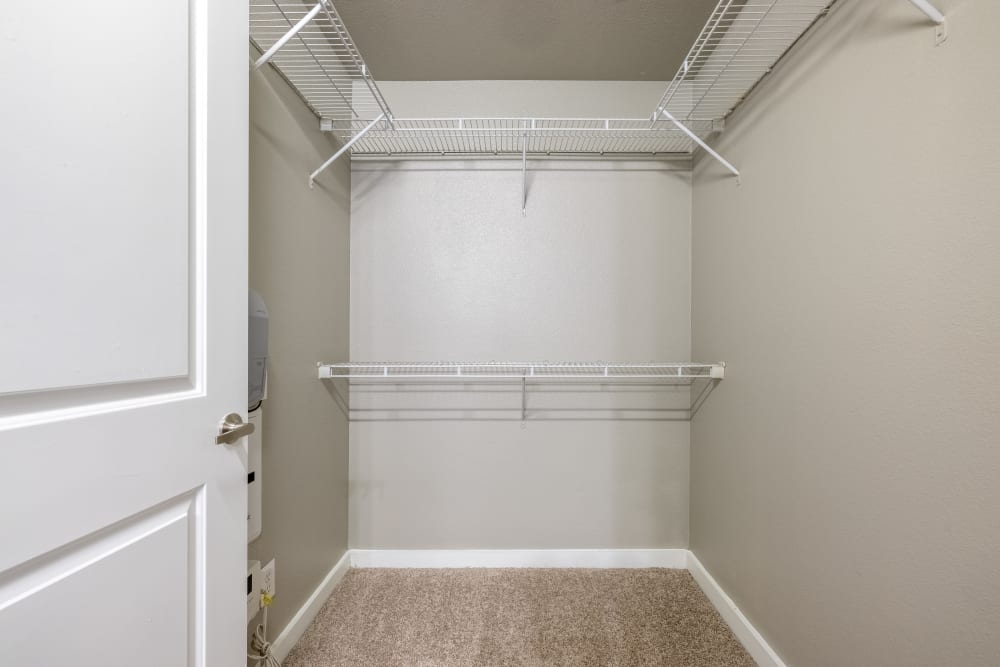 Spacious walk-in closets at The Marquis of State Thomas in Dallas, Texas