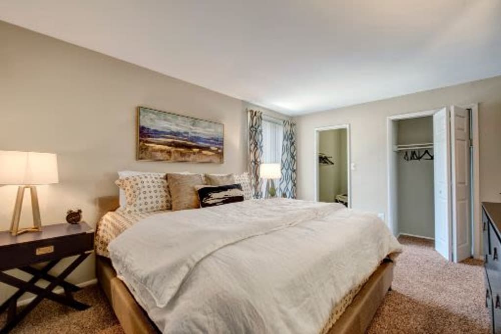Bedroom with large closet at Cinnamon Run at Peppertree Farm in Silver Spring, Maryland