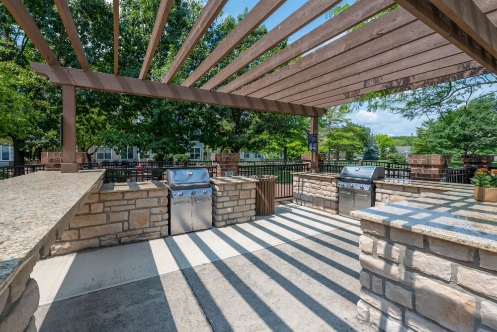 Shaded barbecue area at Britton Woods in Dublin, Ohio