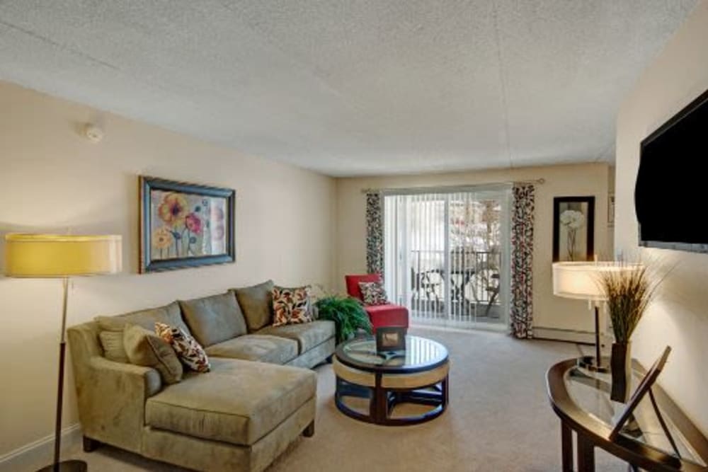 Model living room at Frazer Crossing in Malvern, Pennsylvania