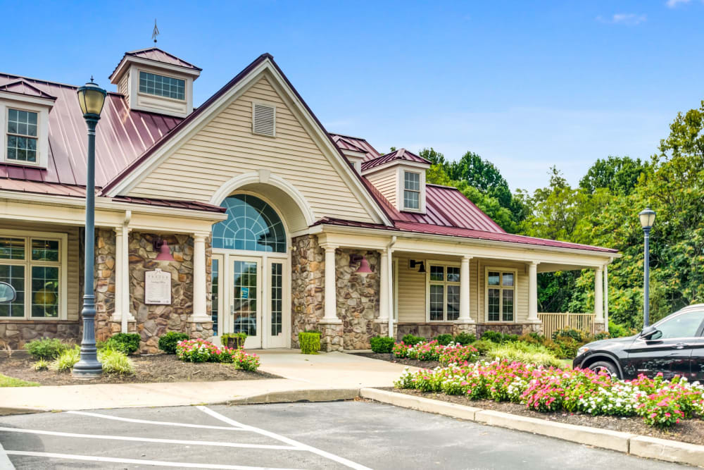 Parking lot adjacent to lobby at Frazer Crossing in Malvern, Pennsylvania