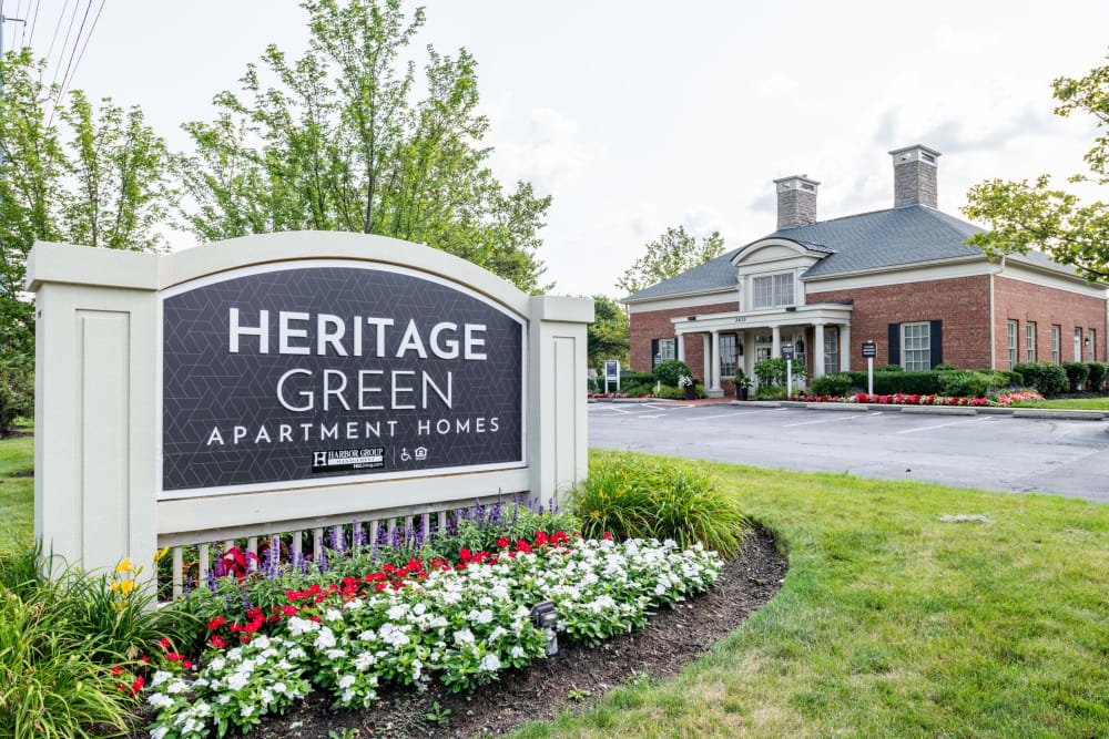 Entrance sign at Heritage Green in Hilliard, Ohio