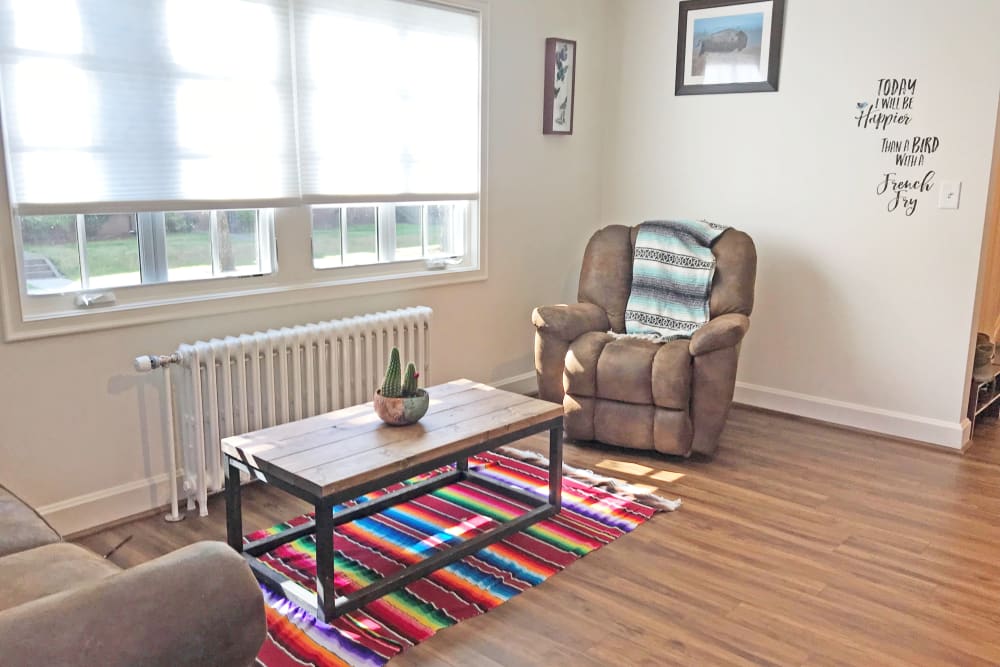 A furnished living area in a home at The Bricks in Joint Base Lewis-McChord, Washington