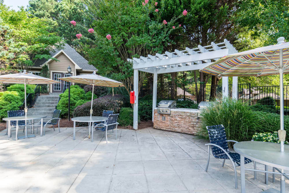 Outdoor barbecue area at Holland Park in Lawrenceville, Georgia