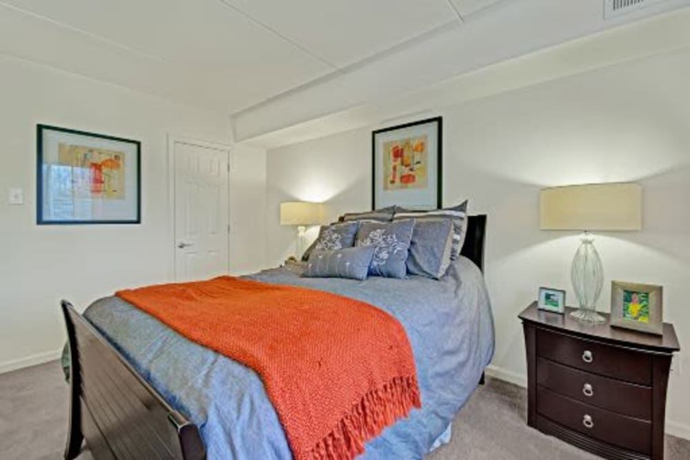 Well decorated bedroom at Racquet Club Apartments and Townhomes in Levittown, Pennsylvania