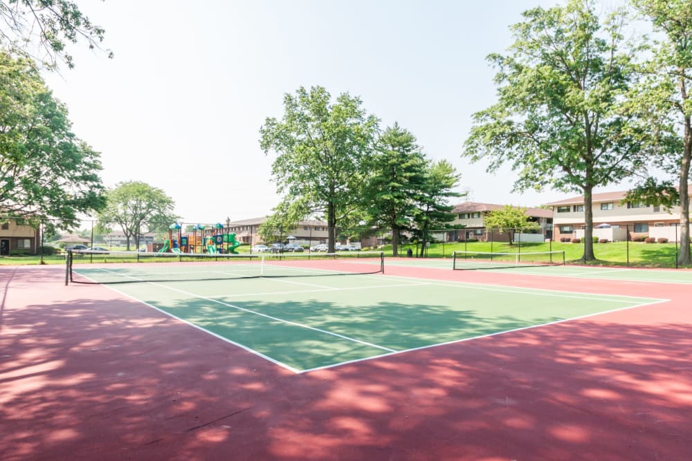 Tennis courts for resident use at Racquet Club Apartments and Townhomes in Levittown, Pennsylvania