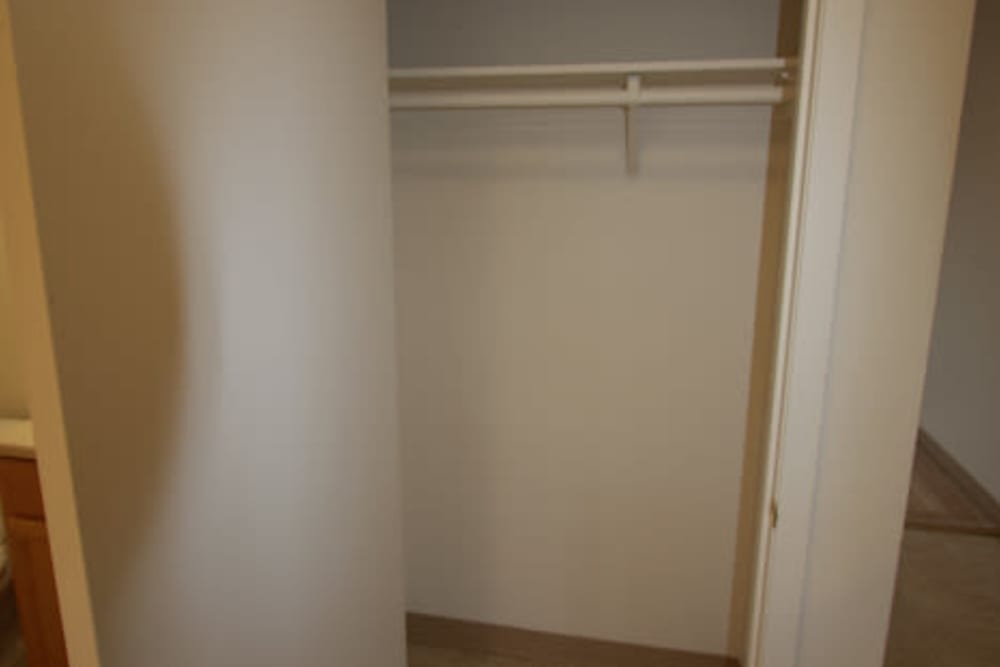 Closet storage in a home at Hillside in Joint Base Lewis-McChord, Washington