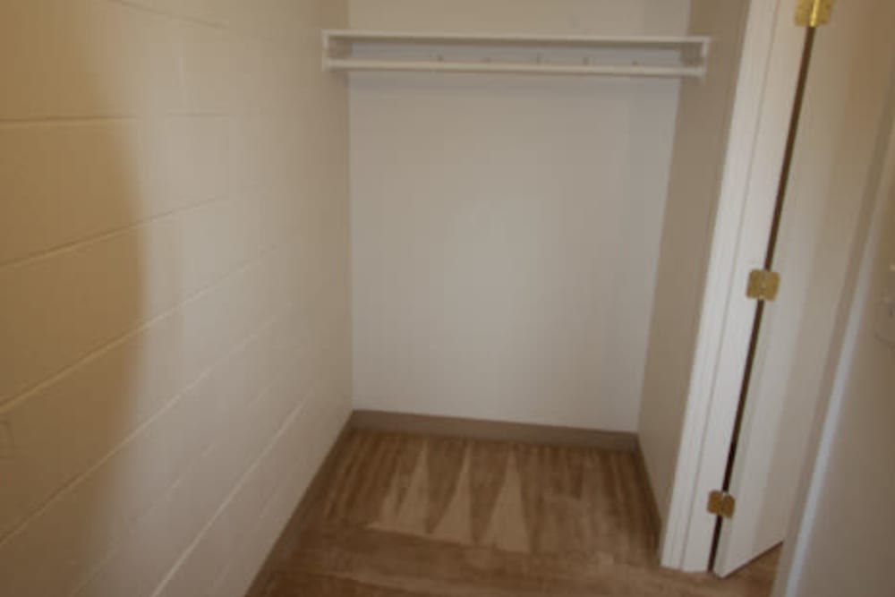 A walk-in closet in a home at Hillside in Joint Base Lewis-McChord, Washington