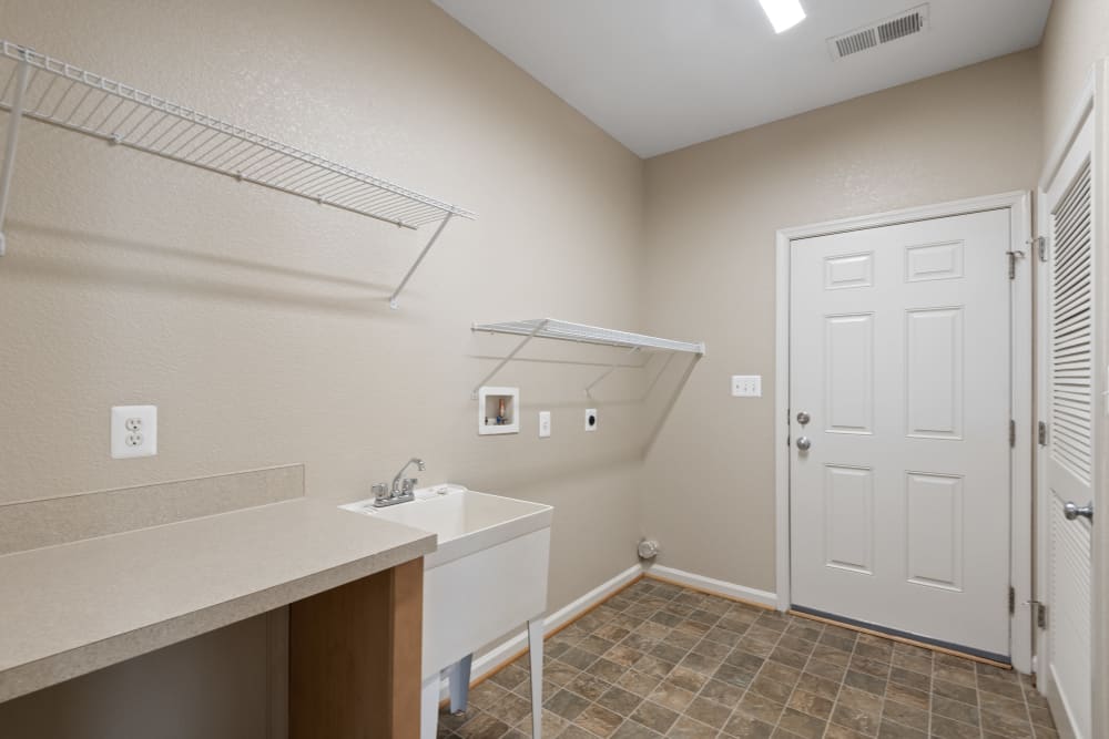Laundry and storage areas in a home at Lovell Cove in Patuxent River, Maryland