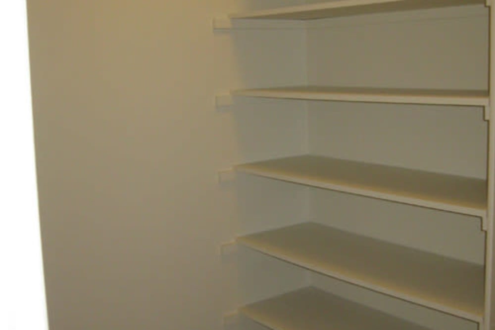 Storage shelves in a home at Midway Park in Lemoore, California