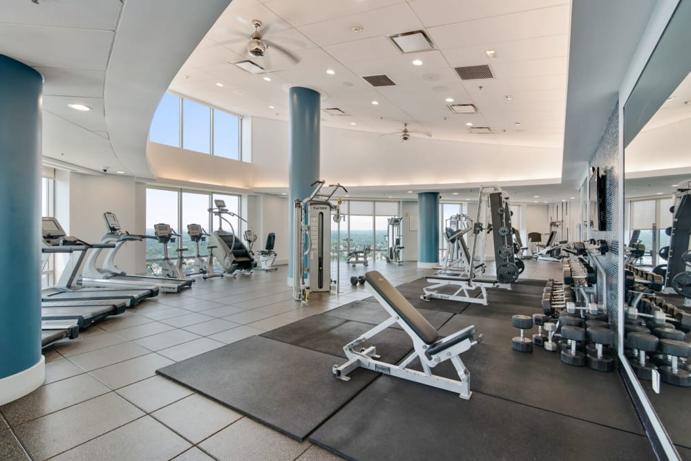 Well equipped fitness center at Skyline New Rochelle in New Rochelle, New York