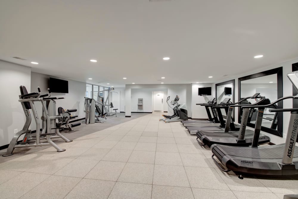 Treadmills in the fitness center at Sussex at Kingstowne in Alexandria, Virginia